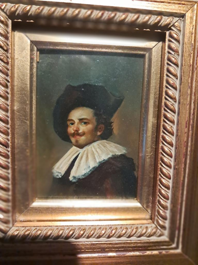 Portretschilderijtje "de lachende cavalier", Antiek en Kunst, Kunst | Schilderijen | Klassiek, Ophalen of Verzenden