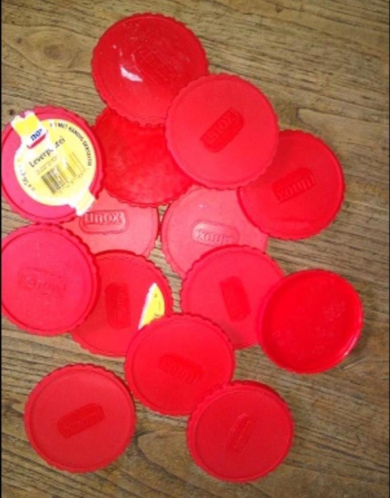 Gezocht: Unox Leverpastei Blikjes Dekseltjes - Rood, Ophalen, Gebruikt, Rood, Overige typen
