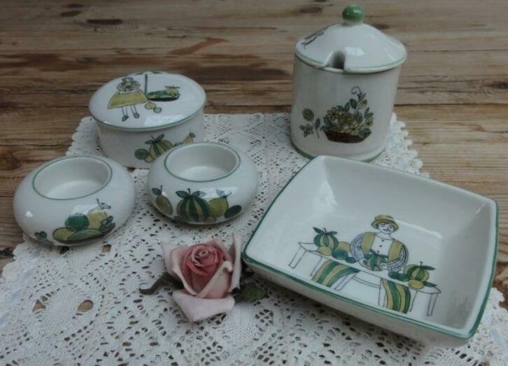 Vic's Design, potjes, schaaltje & 2 theelichthoudertjes, -, -, Overige typen, Ophalen of Verzenden
