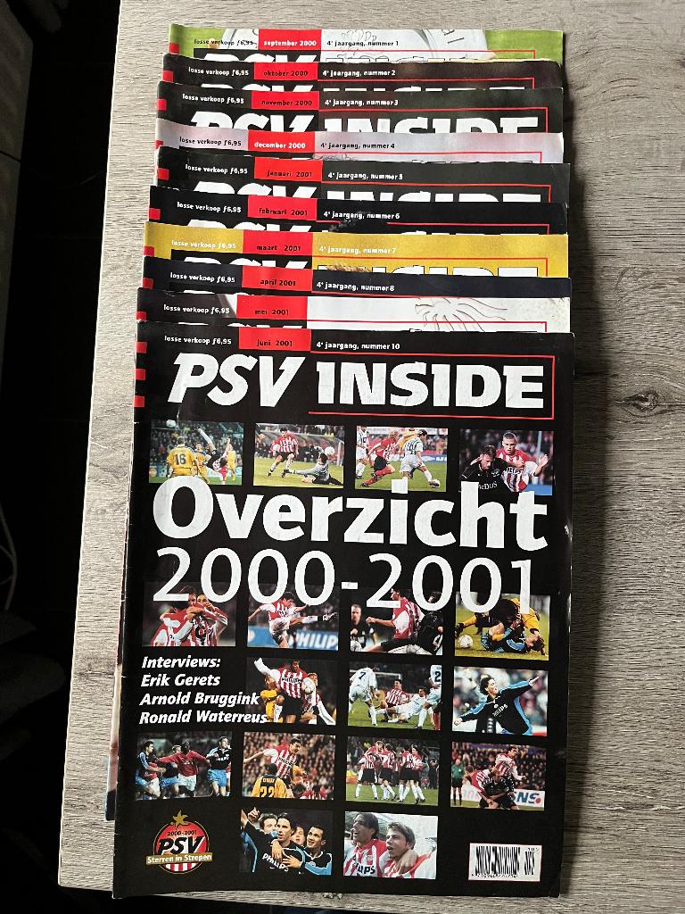 Jaargang 4 PSV Inside Aug 2000 - Juli 2001 10 stuks, Verzamelen, Sportartikelen en Voetbal, Ophalen of Verzenden, Zo goed als nieuw