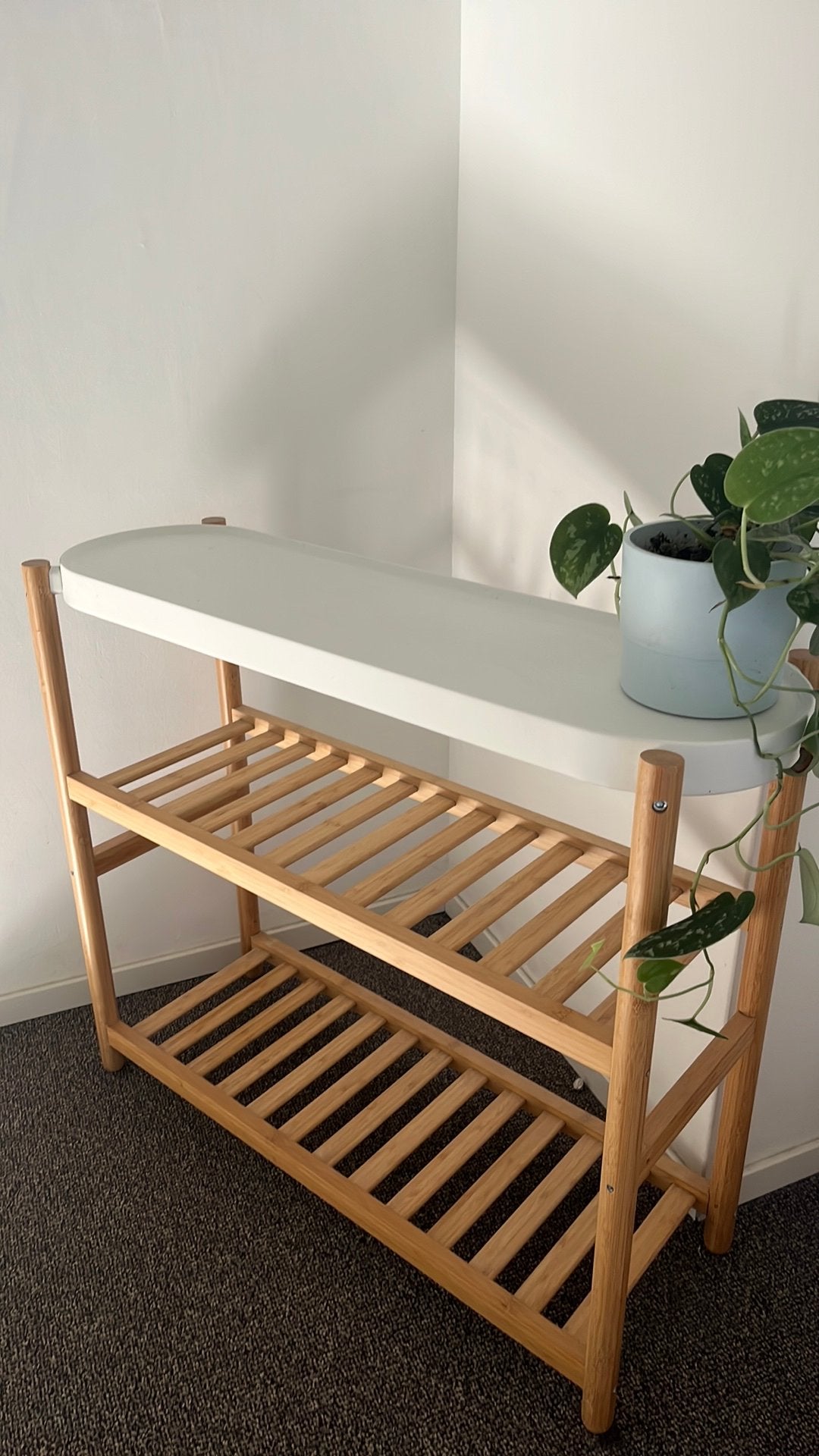 IKEA Satsumas plantenstandaard rek schoenerek bamboe, Ophalen, Minder dan 30 cm, Rond, Zo goed als nieuw