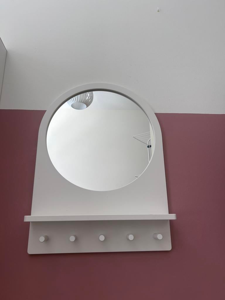 Kapspiegel met haakjes, Huis en Inrichting, Woonaccessoires | Spiegels, Ophalen, Gebruikt, Rond, Minder dan 100 cm