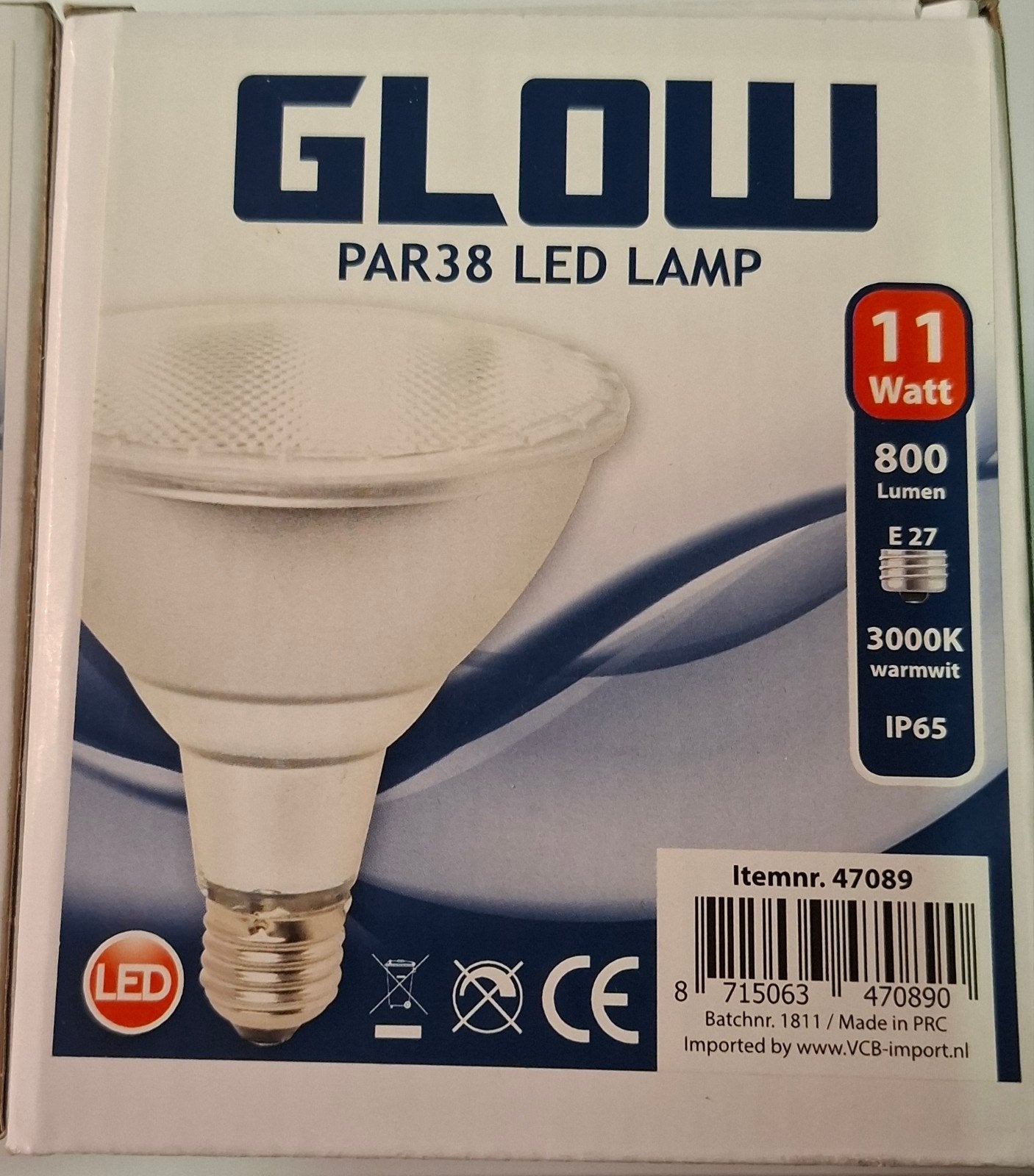 nieuw 2 stuk GLOW PAR38 LED Lamp E27 11W 800 Lumen 3000K War, GLOW, Led-lamp, Nieuw, Info@vcb-import.nl