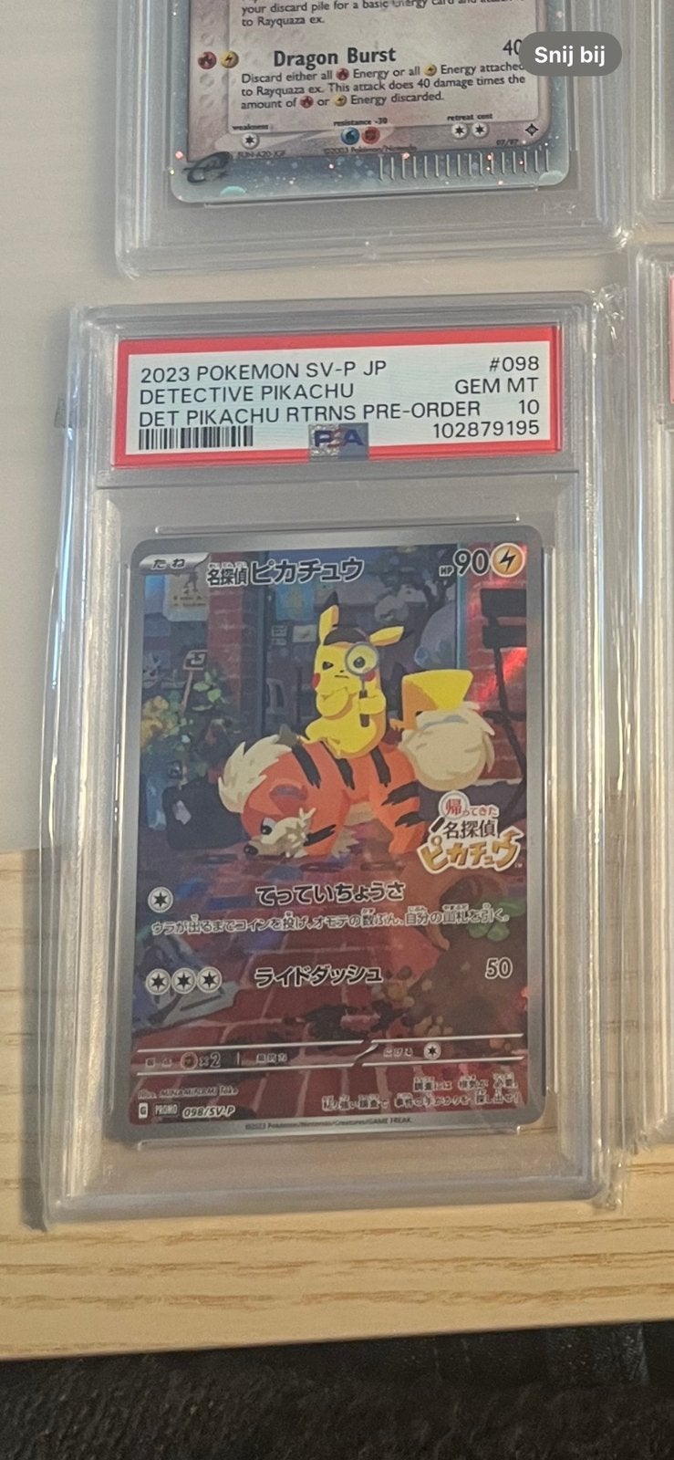 Detective pikachu svp 098 psa 10 japans pokemon, Ophalen of Verzenden, Zo goed als nieuw