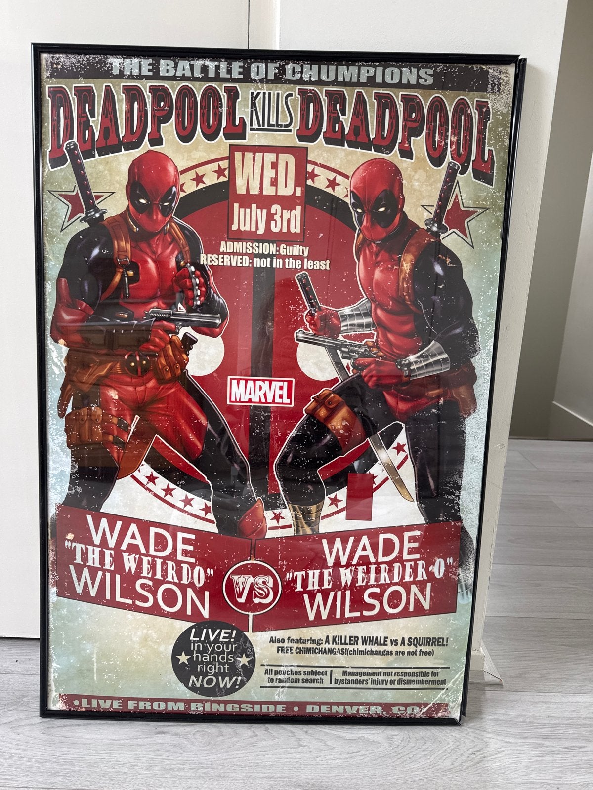 Marvel deadpool poster ingelijst, Verzamelen, Ophalen of Verzenden, A1 t/m A3, Film en Tv