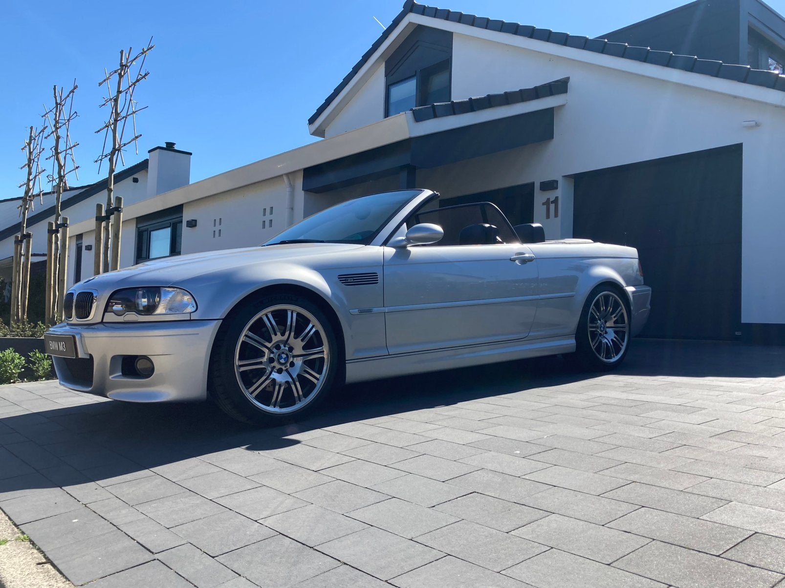 **BMW M3 E46 SMG TITAN ZILVER/XENON/NAVI/19 inch EVO**, Auto's, BMW, Automaat, Zwart, Cabriolet, 4 stoelen