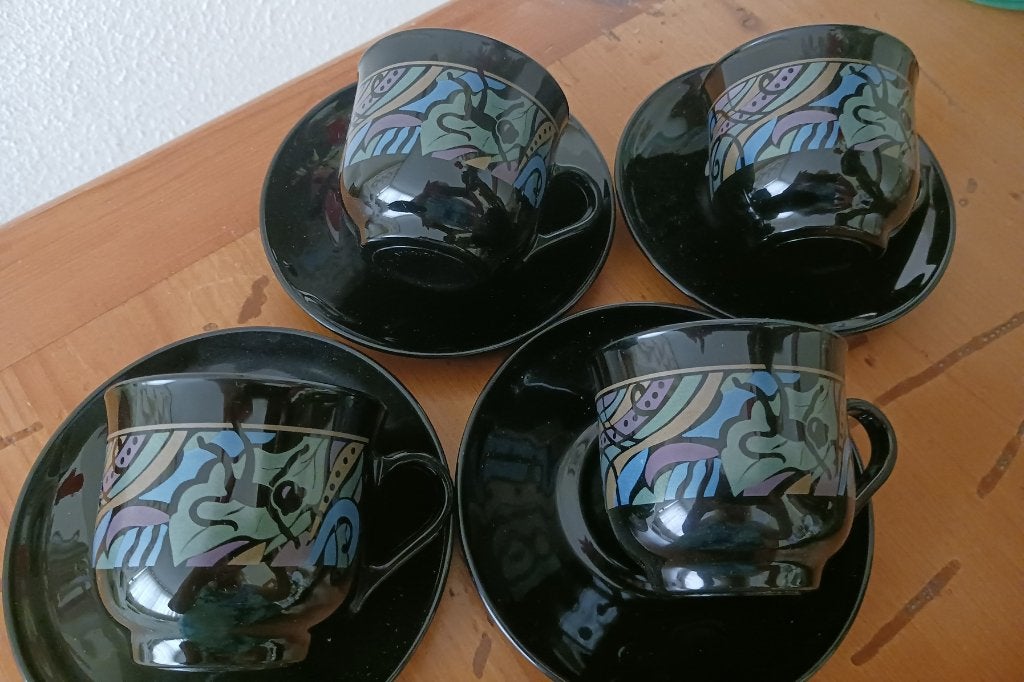 Kop en schotels Arcoroc Frankrijk, Ophalen of Verzenden, Glas, Overige stijlen, Kop(pen) en/of Schotel(s)