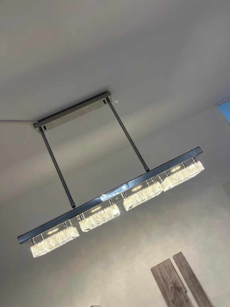 Moderne kristallen hanglamp - Chique en stijlvol, Ophalen of Verzenden, Zo goed als nieuw, Glas, 75 cm of meer