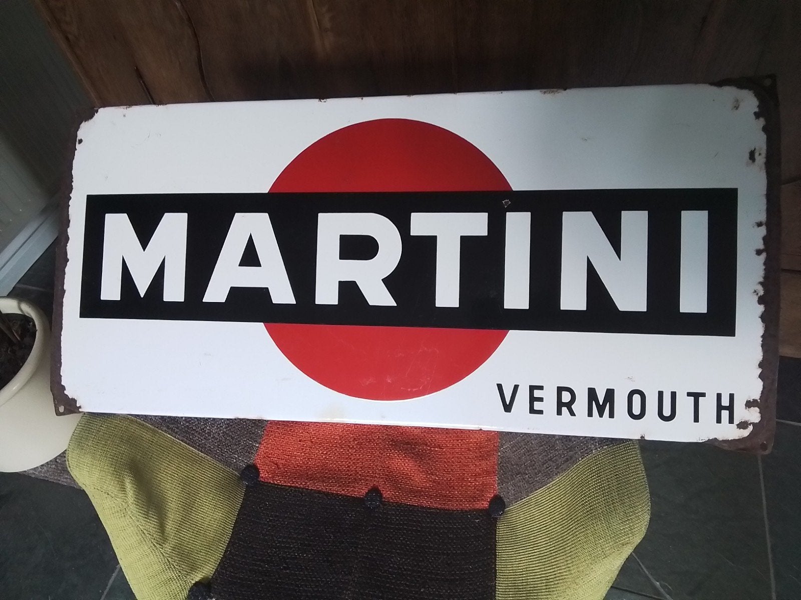Martini Vermouth emaille bord 34x75 cm, Verzamelen, Ophalen of Verzenden, Gebruikt, Reclamebord
