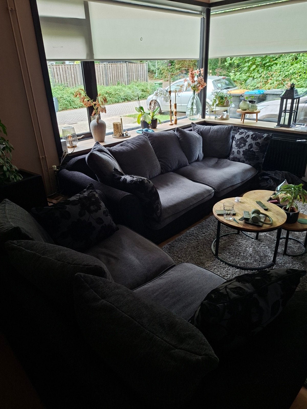 Grote Loungebank 3- en 2-zits met diepe zitting, Ophalen, Gebruikt, 100 tot 125 cm, Hoekbank
