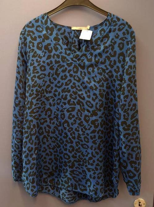 Aaiko blouse / top kobalt blauw / zwart luipaard mt L 39353