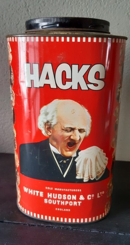 Vintage antiek winkelblik Hacks hoestpastilles, Verzamelen, Blikken, Ophalen of Verzenden, Gebruikt, Overige, Overige merken
