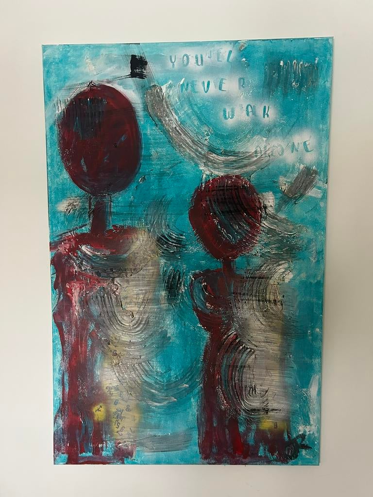You”ll never walk alone; expressionistisch schilderij 115X75, Ophalen