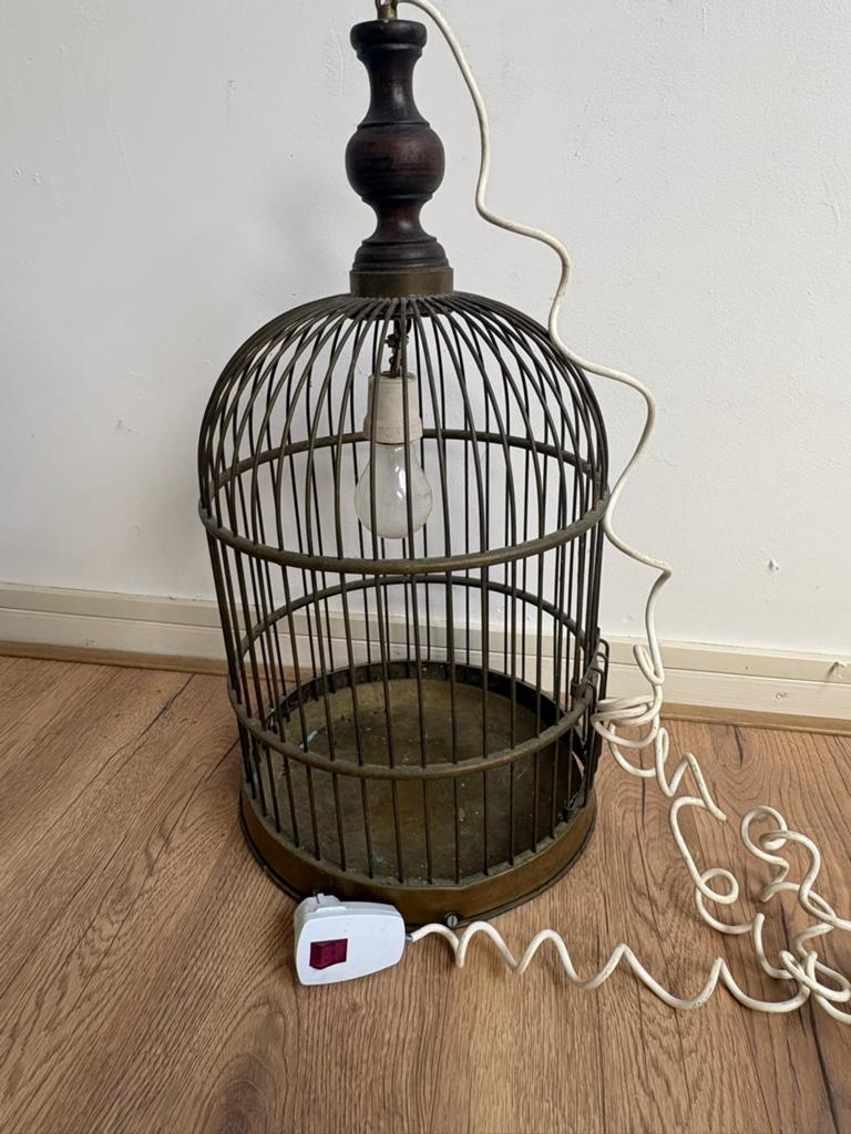 Vintage vogelkooi lamp - Uniek decoratiestuk, Huis en Inrichting, Ophalen of Verzenden, Gebruikt