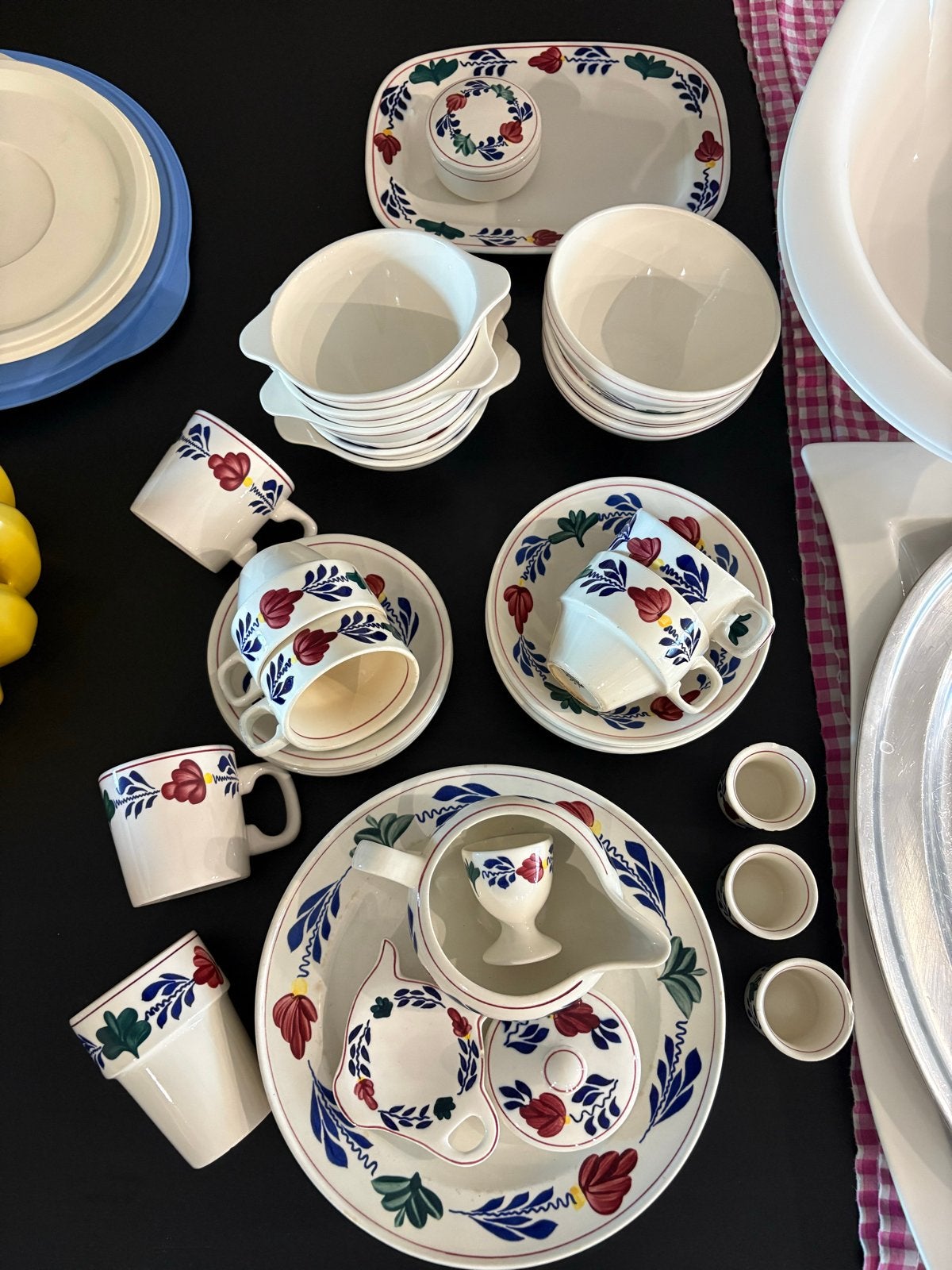 Boerenbont servies niet compleet met gebreken, Huis en Inrichting, Ophalen, Keramiek, Landelijk/Boerenbont, Zo goed als nieuw
