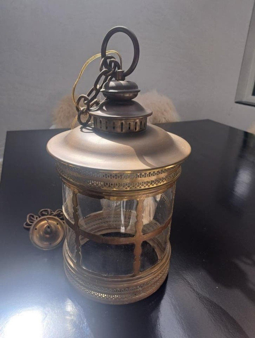 Mooie messing lantaarn lamp, Ophalen