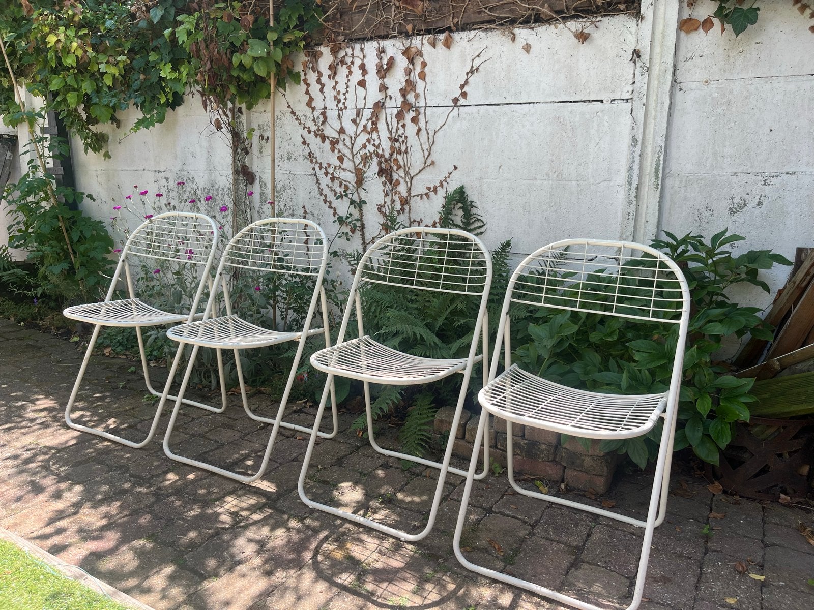 Niels Gammelgaard set vintage klapstoelen, Huis en Inrichting, Ophalen, Gebruikt, Wit, Vier