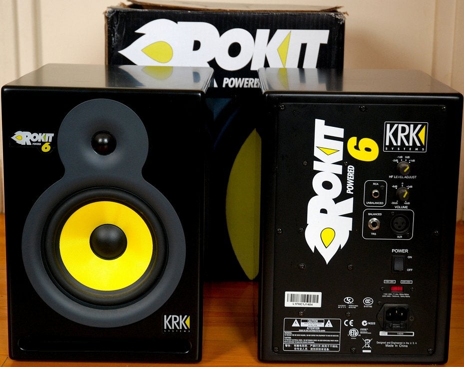 2x KRK Rokit RP6 G1 speakers houten kast legacy speakers, Audio, Tv en Foto, Luidsprekers, 150 watt of meer, Studiomonitor, Inclusief kabels