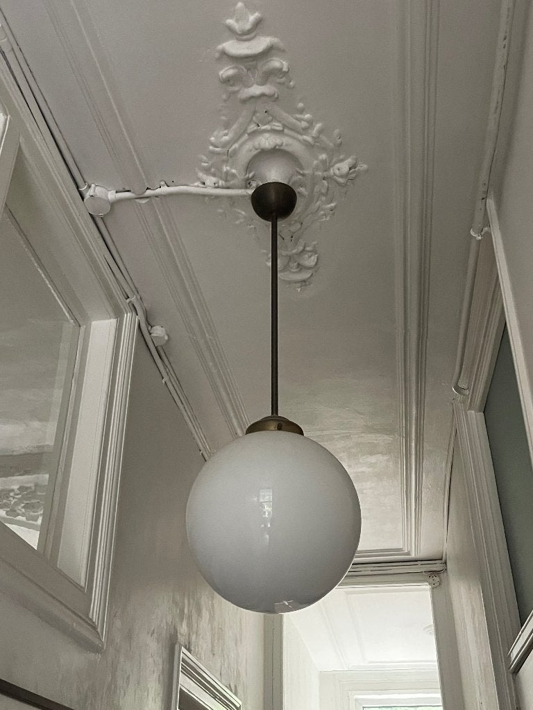 Gispen art deco lamp bol wit opaal, Ophalen