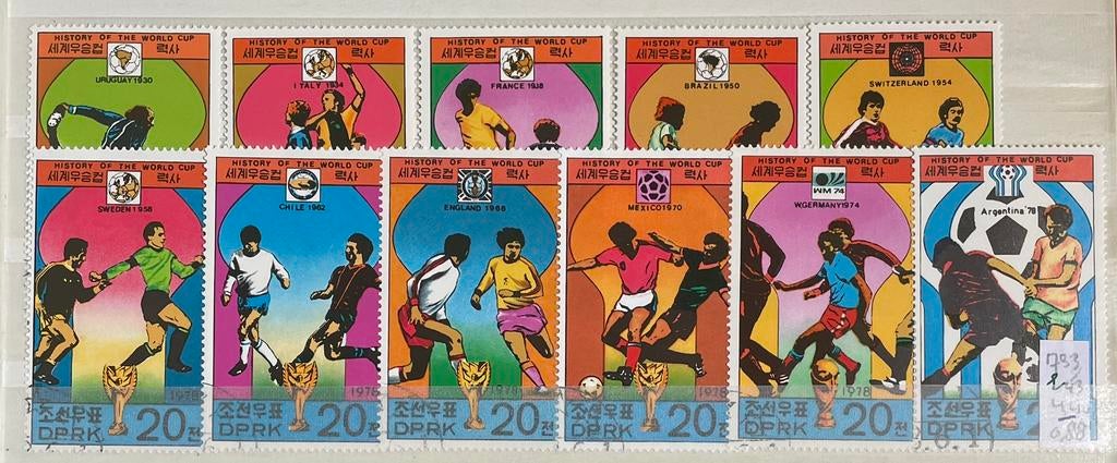 Kabeltje postzegels Noord-Korea; WK voetbal sport 2, Ophalen of Verzenden, Gestempeld, Sport