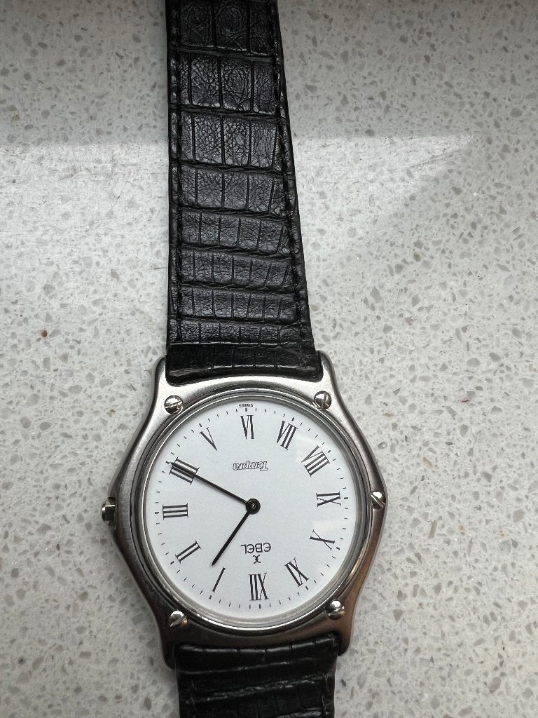 Ebel 36 mm Zeer Plat Staal  Nieuwstaat, Sieraden, Tassen en Uiterlijk, Horloges | Dames, Overige merken, Leer, Staal, Polshorloge