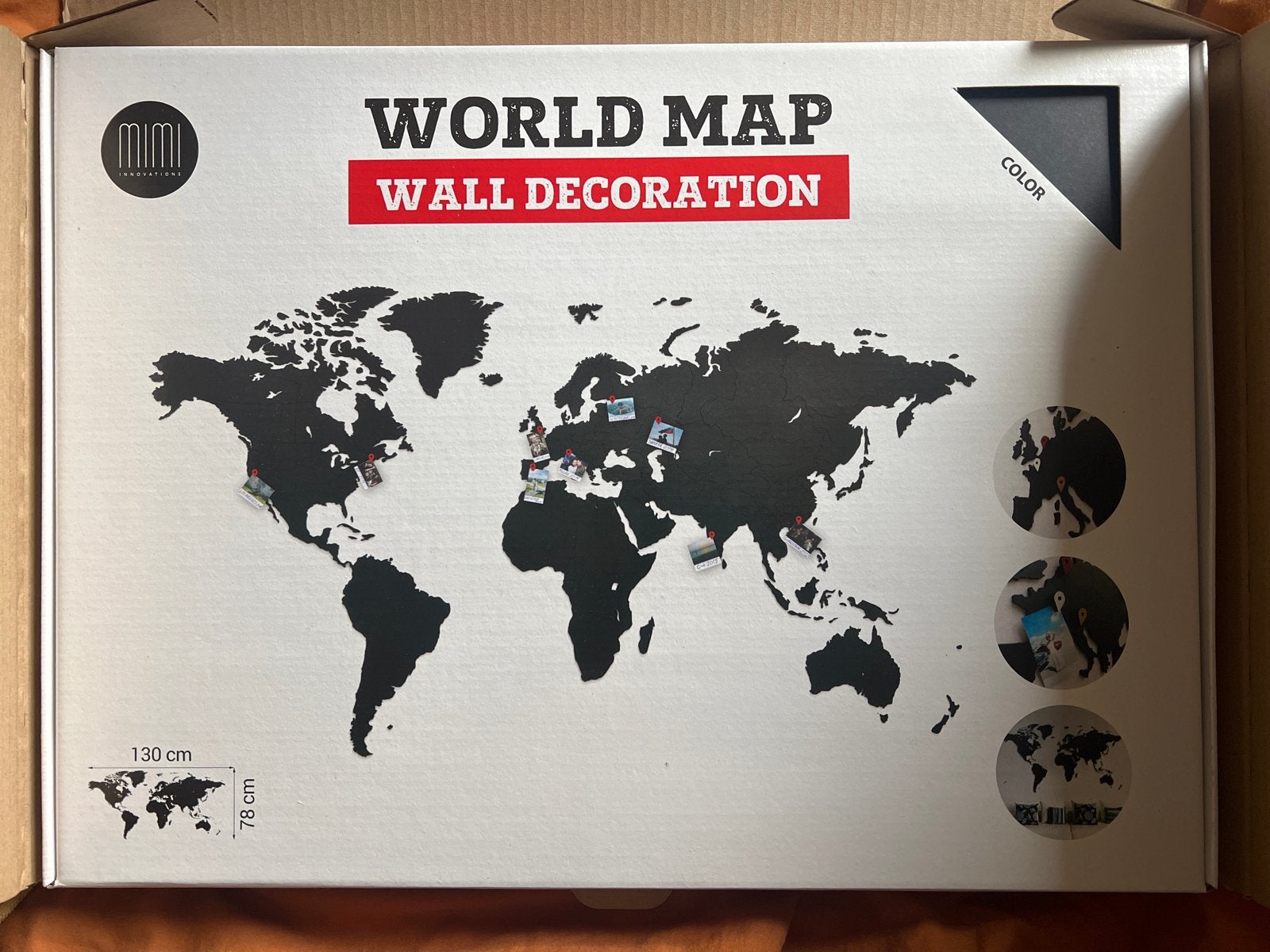 MIMI World Map Wanddecoratie - Zwart, Huis en Inrichting, Ophalen, Zwart, Modern, Nieuw