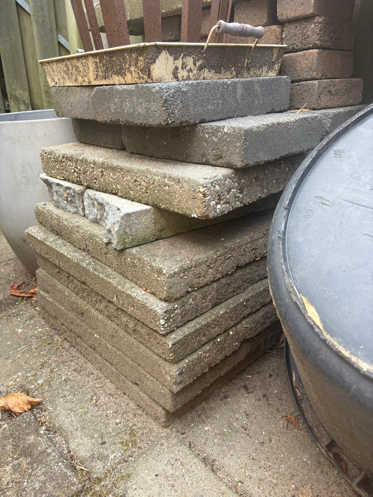 7 Gebruikte terrastegels van beton 50x50, Tuin en Terras, Ophalen, Gebruikt, 5 tot 10 m², Beton
