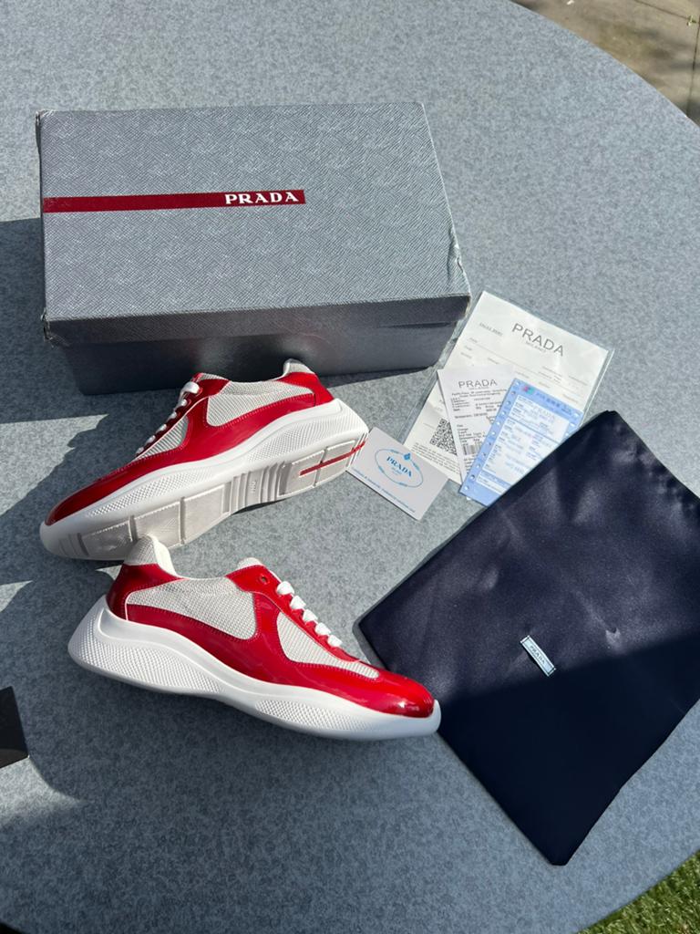 Prada Cups sneakers - Maat 38, Ophalen of Verzenden, Zo goed als nieuw, Rood, Sneakers of Gympen