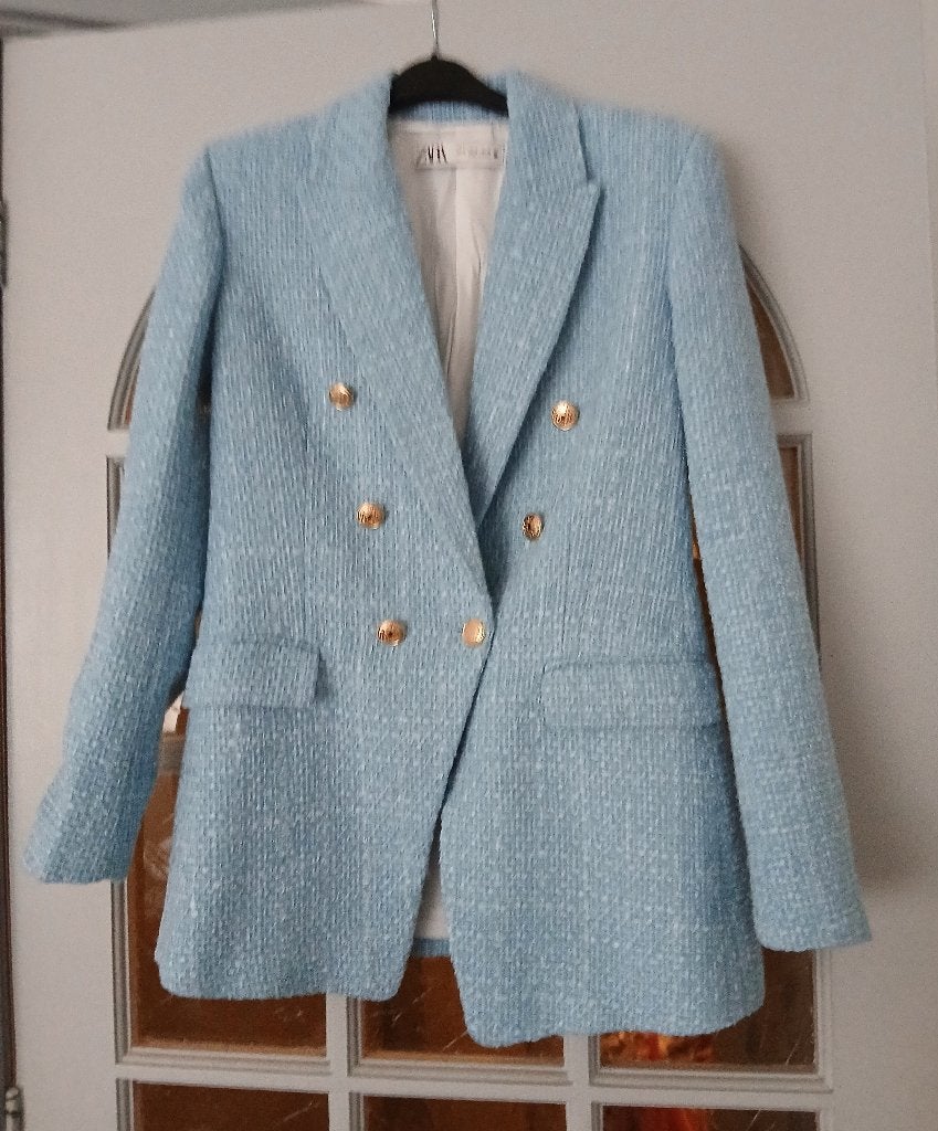 Blazer Blauw Maat S Zara, Kleding | Dames, Ophalen of Verzenden, Zo goed als nieuw, Maat 38/40 (M), Blauw