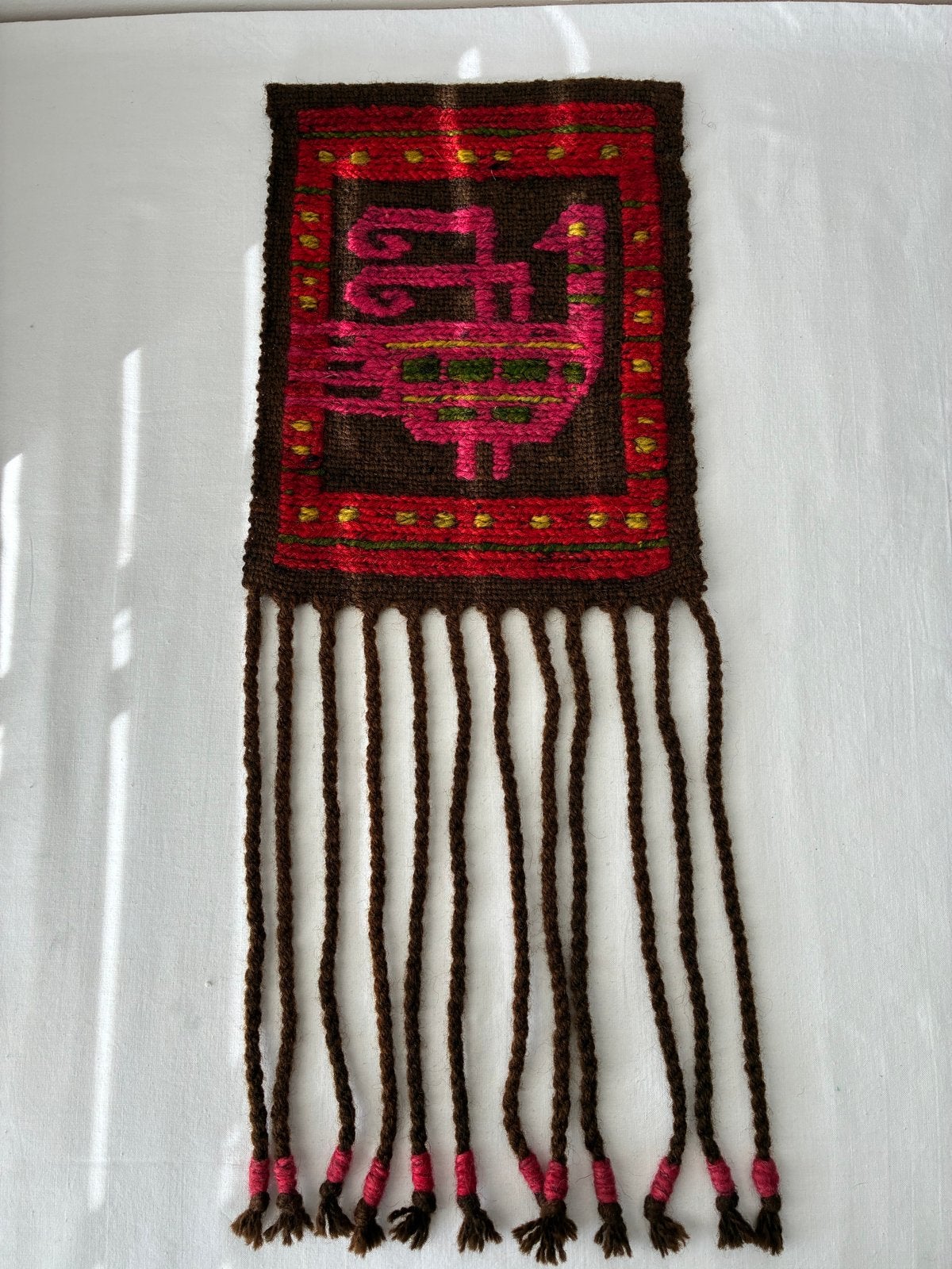 Vintage handgeweven wandkleed met vogelmotief, Ophalen of Verzenden