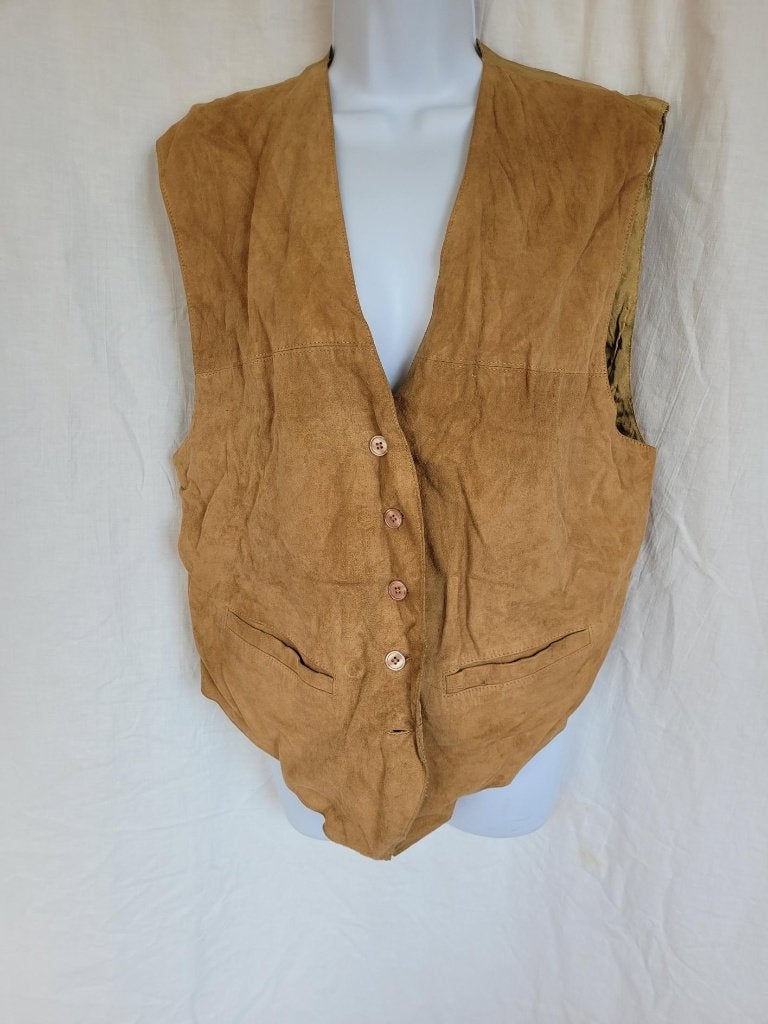 Stoer leren gilet mt L, Carnaval, ., Maat 42/44 (L), Ophalen of Verzenden