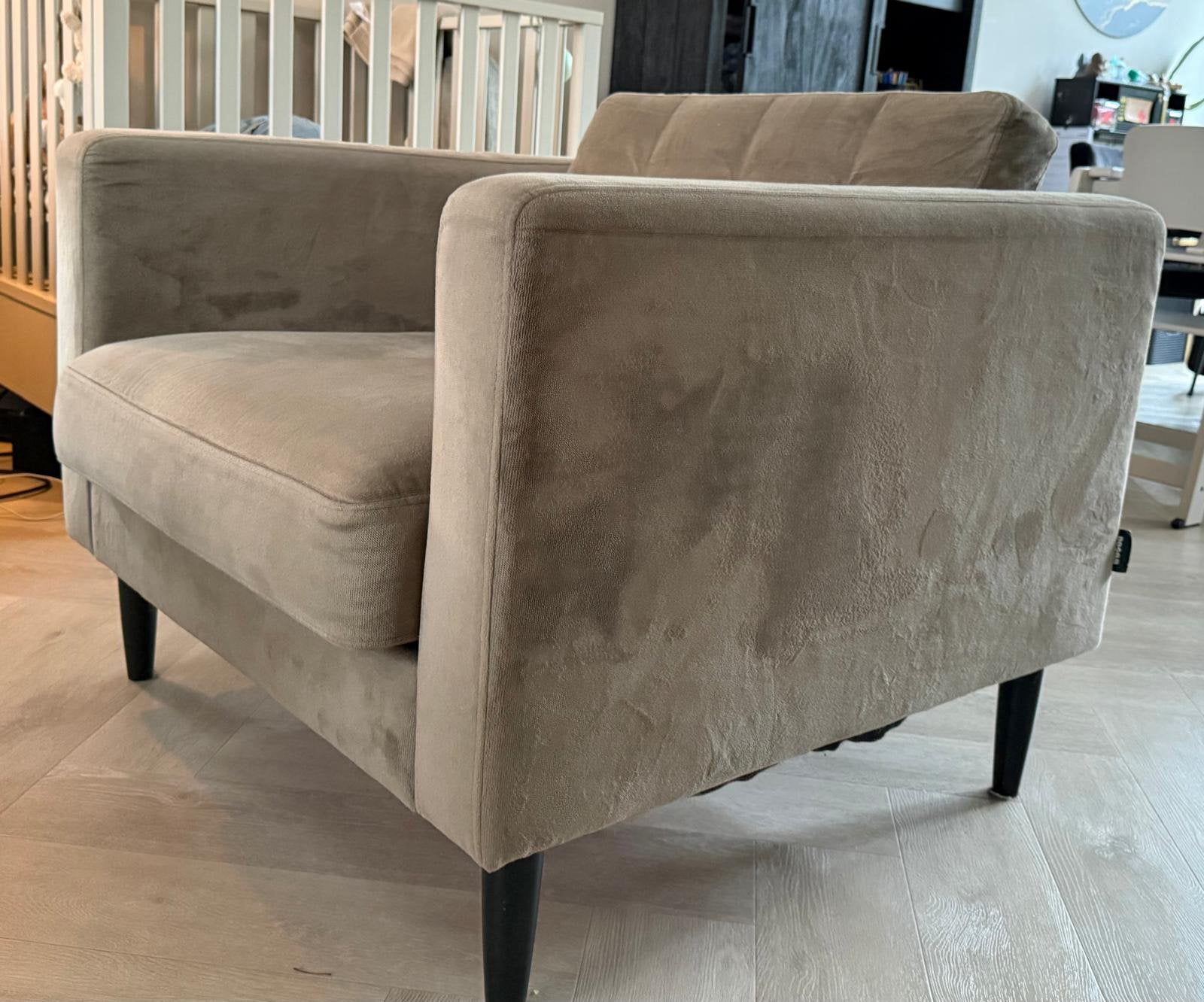 Woood Loveseat - fauteuil - taupe, Ophalen, Overige maten, 75 tot 100 cm, Zo goed als nieuw