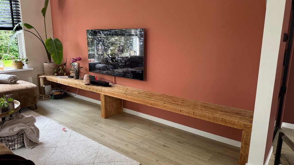 Tv meubel, Ophalen, Gebruikt, Grenenhout, 200 cm of meer
