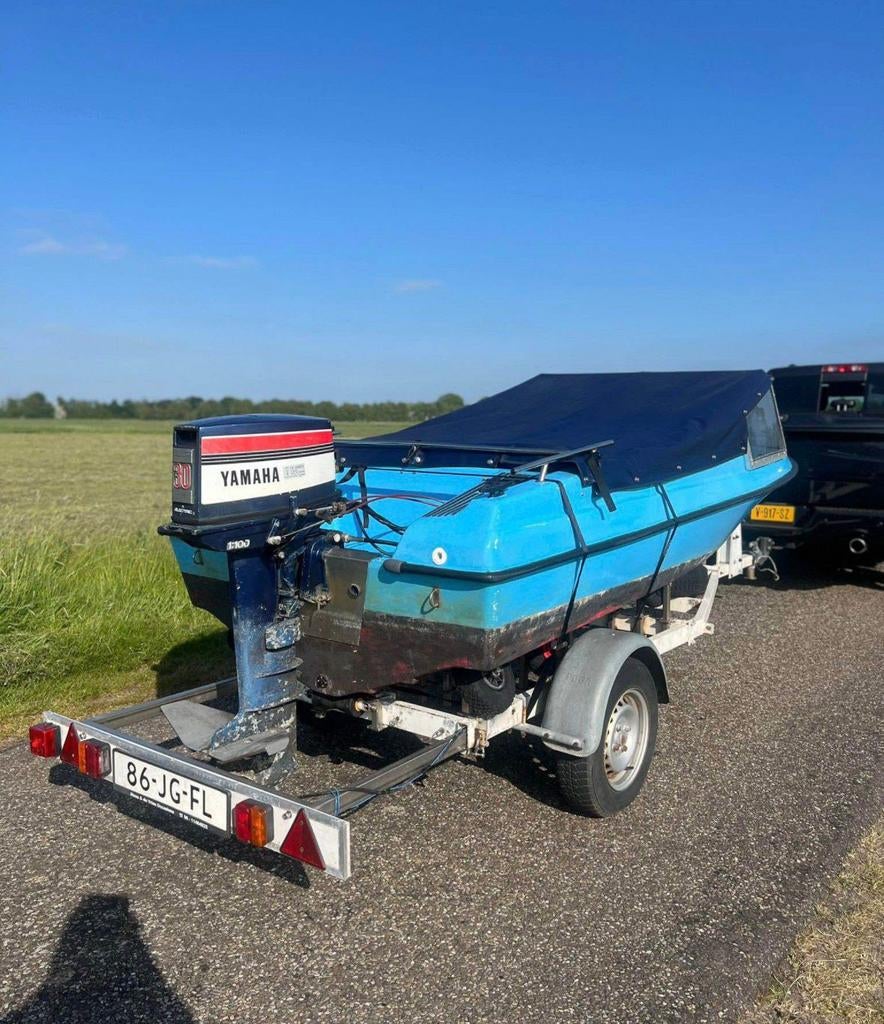 Speedboot 30 pk yamaha 2 takt, Watersport en Boten, Speedboten, Ophalen, Met afstandsbediening, Zo goed als nieuw, Minder dan 70 pk