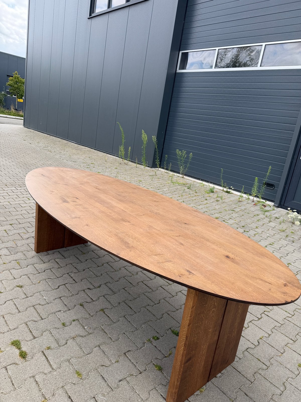 260 x 110 cm eettafel massief eiken, Huis en Inrichting, Ophalen, 100 tot 150 cm, 200 cm of meer, Zo goed als nieuw