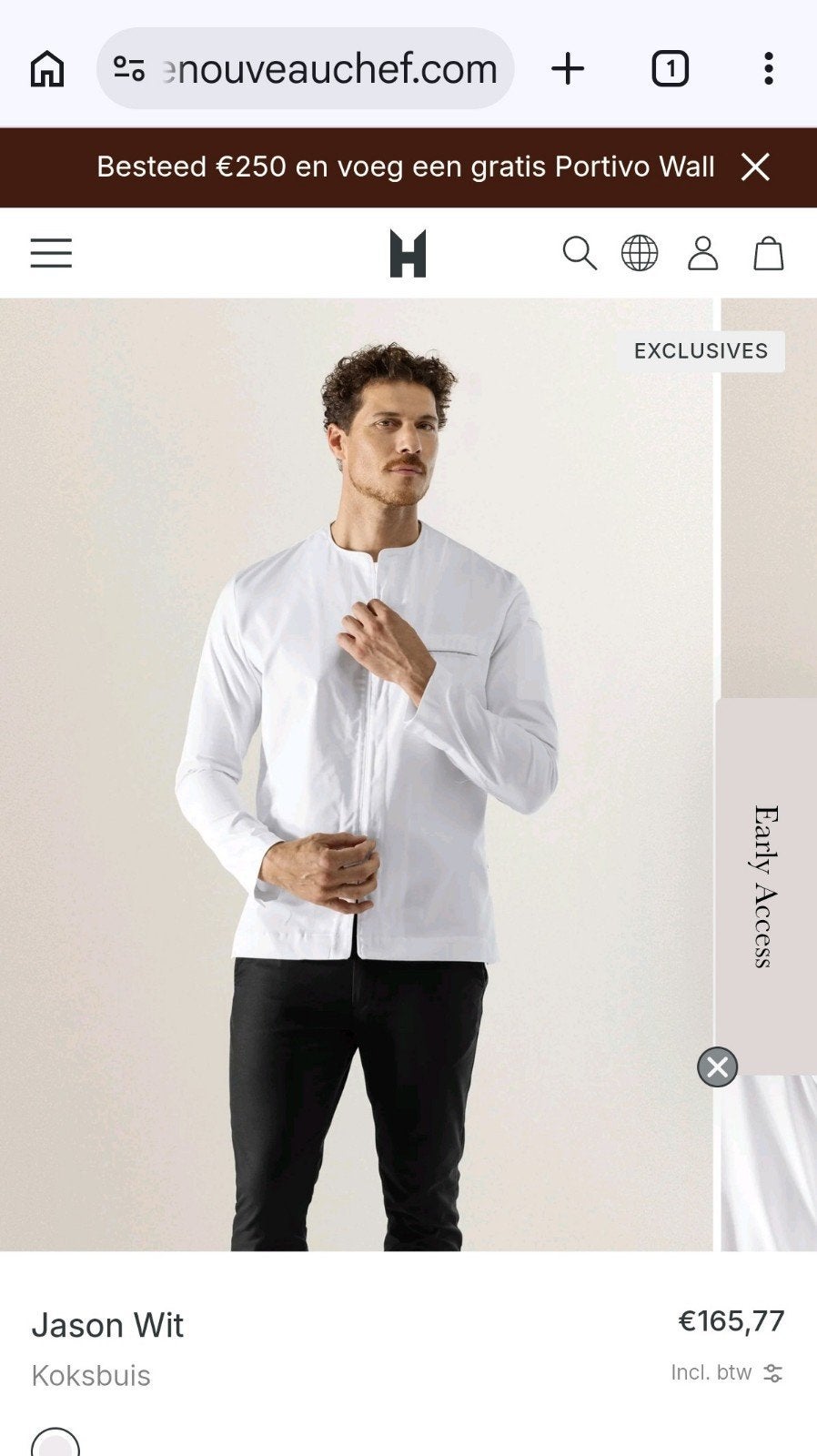 Le Nouveau Chef Jason Kokskleding - Wit - Maat XS, Le Nouveau Chef, Wit, Nieuw, Ophalen of Verzenden