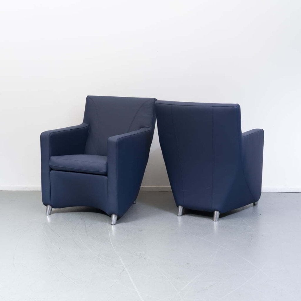 Leolux Dolcinea Fauteuil Kobaltblauw Leer, Huis en Inrichting, Fauteuils, Niet ingevuld, Zo goed als nieuw, Niet ingevuld, Niet ingevuld