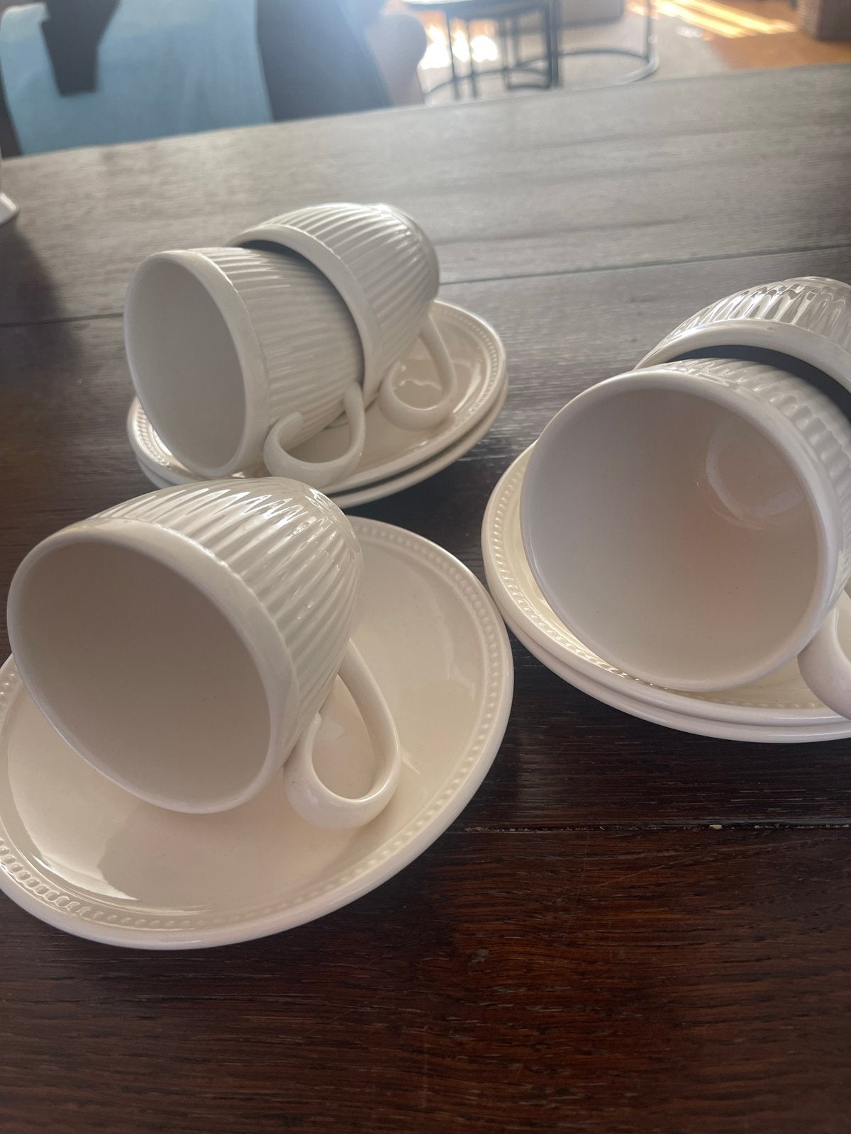 Wedgwood Windsor Kop en Schotel Set - 5 stuks, Klassiek, Ophalen of Verzenden, Zo goed als nieuw, Kop(pen) en/of Schotel(s)