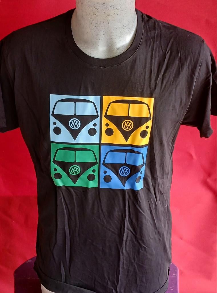 Zwart T-shirt met VW Busjes Print, Onbekend, Maat 48/50 (M), Zwart, Ophalen of Verzenden