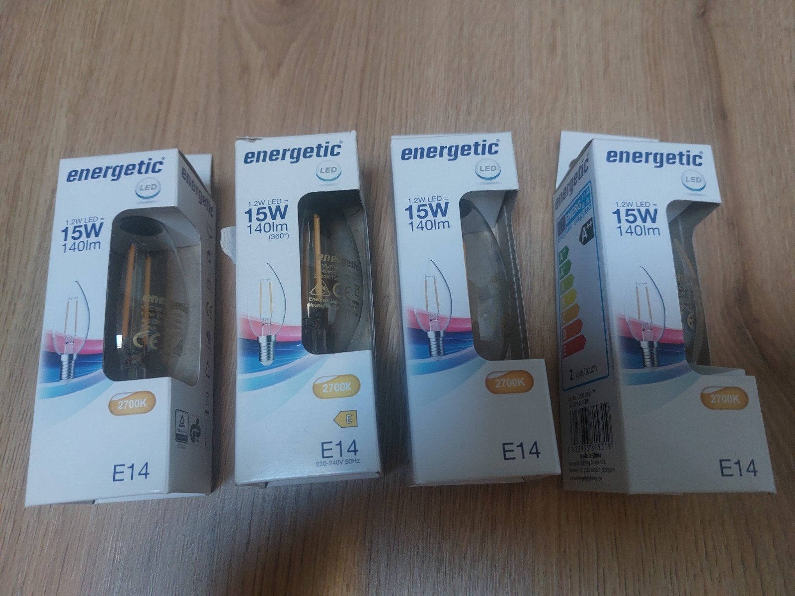 4x Energetic LED lampjes E14 15W 140lumen 2700K, Ophalen of Verzenden, Nieuw, E14 (klein), Led-lamp