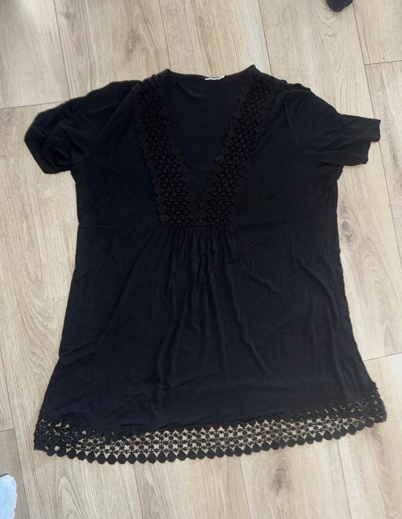 Jurk jurkje zwart zwarte broderie tuniek 54 ?, Kleding | Dames, Verzenden, Gedragen, Zwart, Jurk