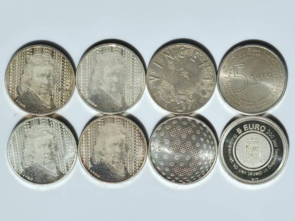 8x €5 zilveren Vijfje munten, Setje, Zilver, Ophalen of Verzenden, 5 gulden