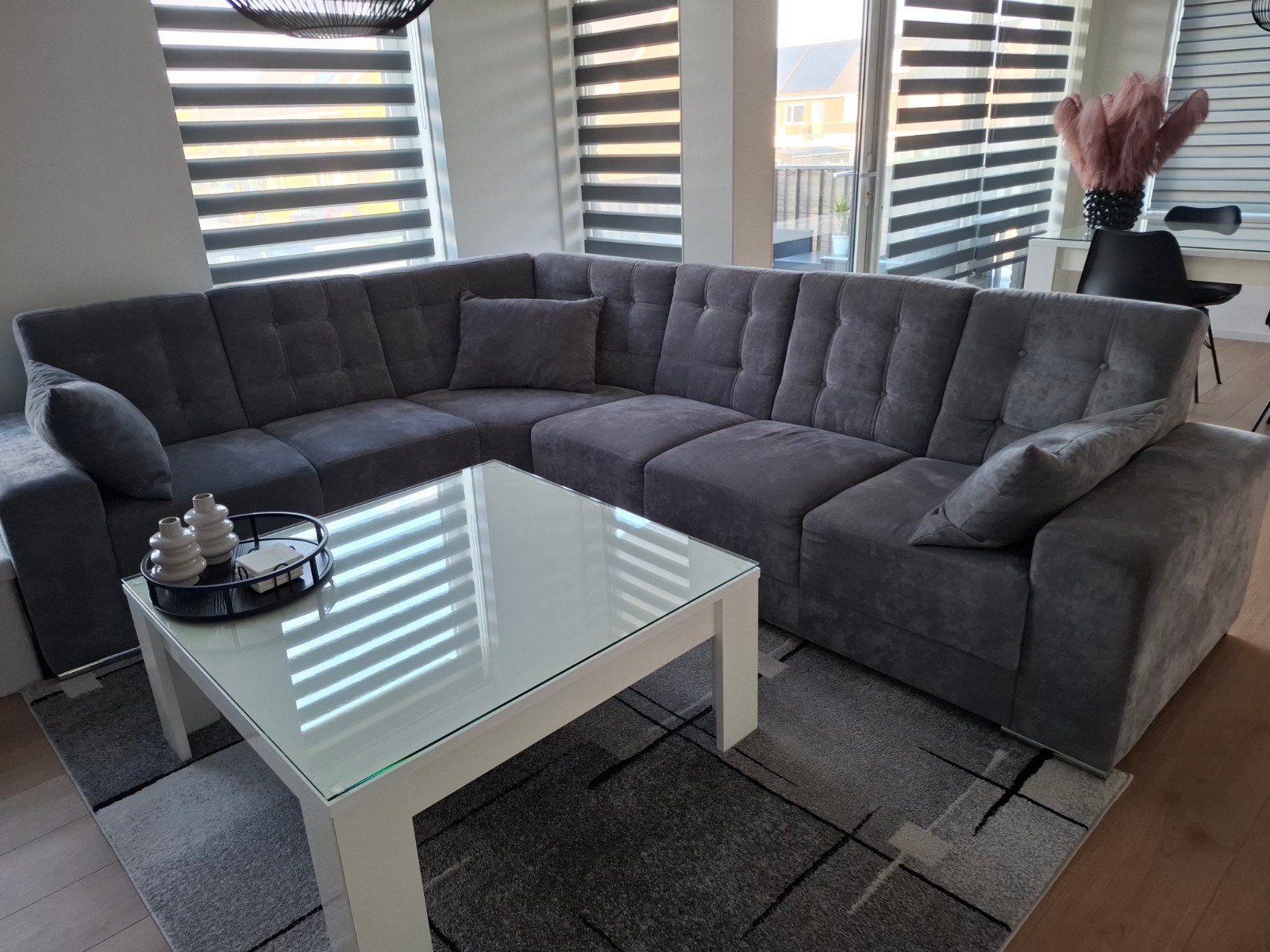 Hoekbank met 3 bijpassende kussens - Huisdiervrij huis, Huis en Inrichting, Ophalen, Gebruikt, Hoekbank, 300 cm of meer