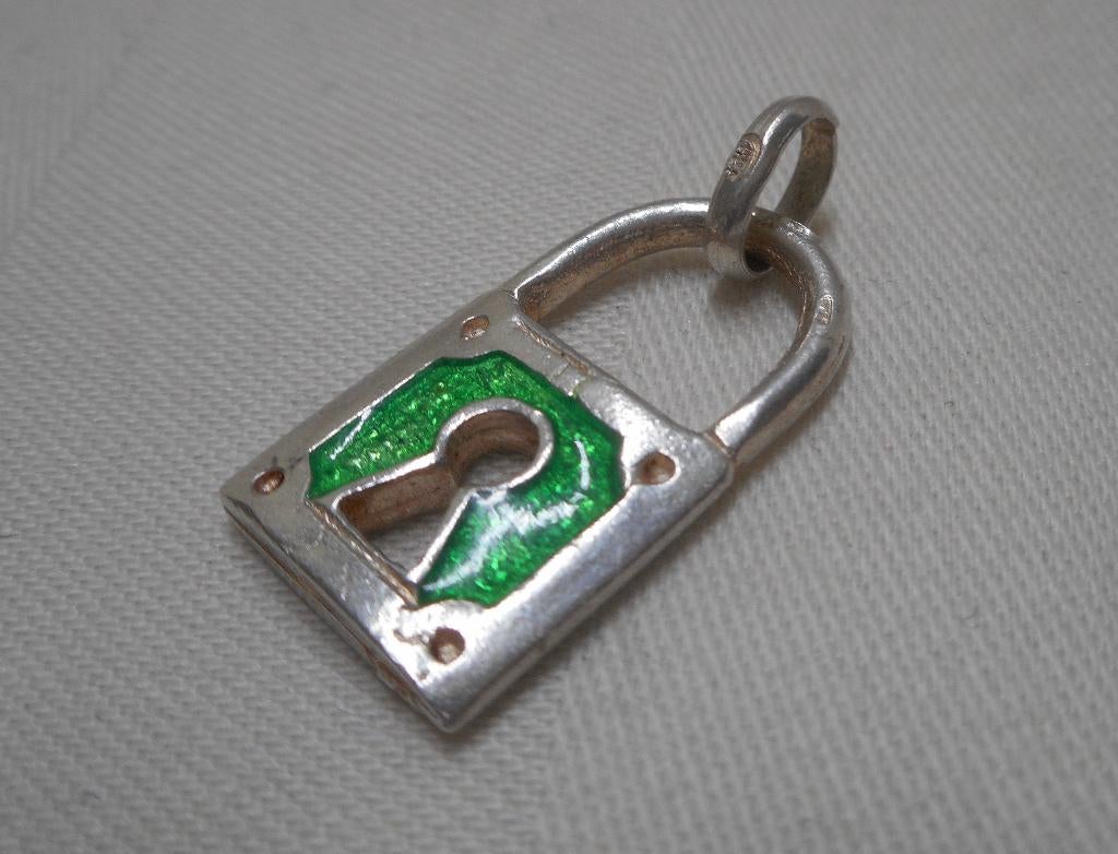 Zilveren vintage hanger hangslot nr.505, Verzenden, Zo goed als nieuw, Zilver, Zilver