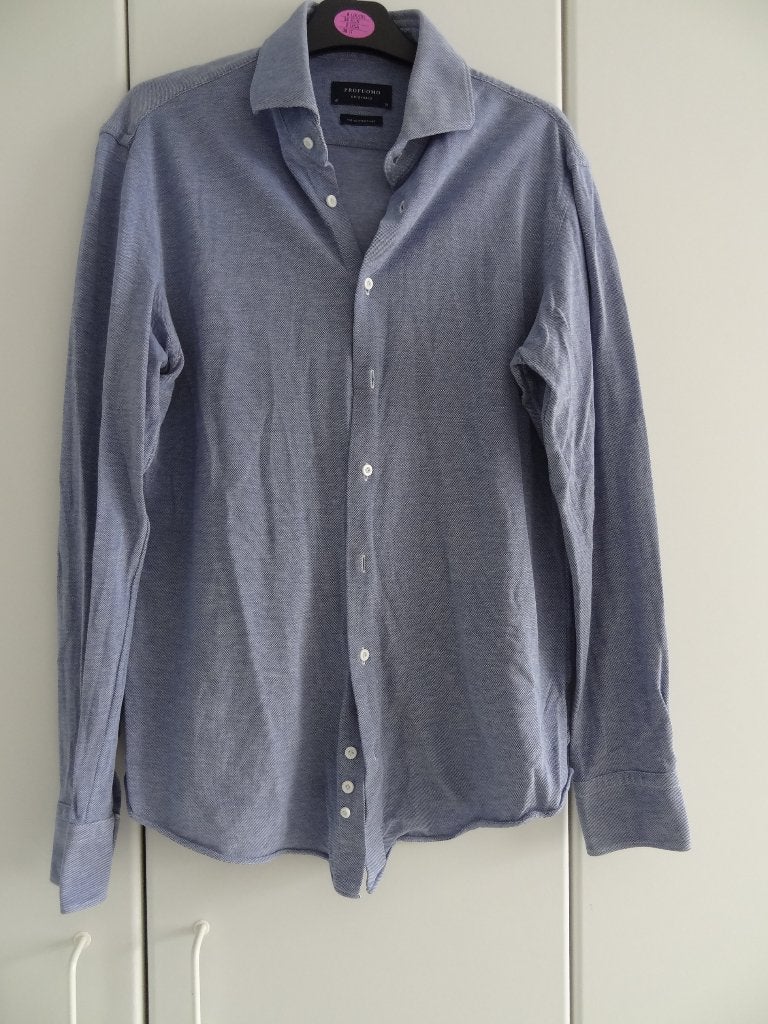 2x Overhemd Profuomo maat 41 lichtblauw en blauw, Blauw, Ophalen of Verzenden, Halswijdte 41/42 (L), Profuomo