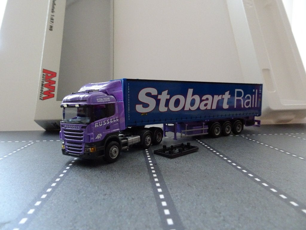 904 awm herpa scania r russel stobart rail 1:87 truck trein, Hobby en Vrije tijd, Modelauto's | 1:87, Ophalen of Verzenden, Nieuw
