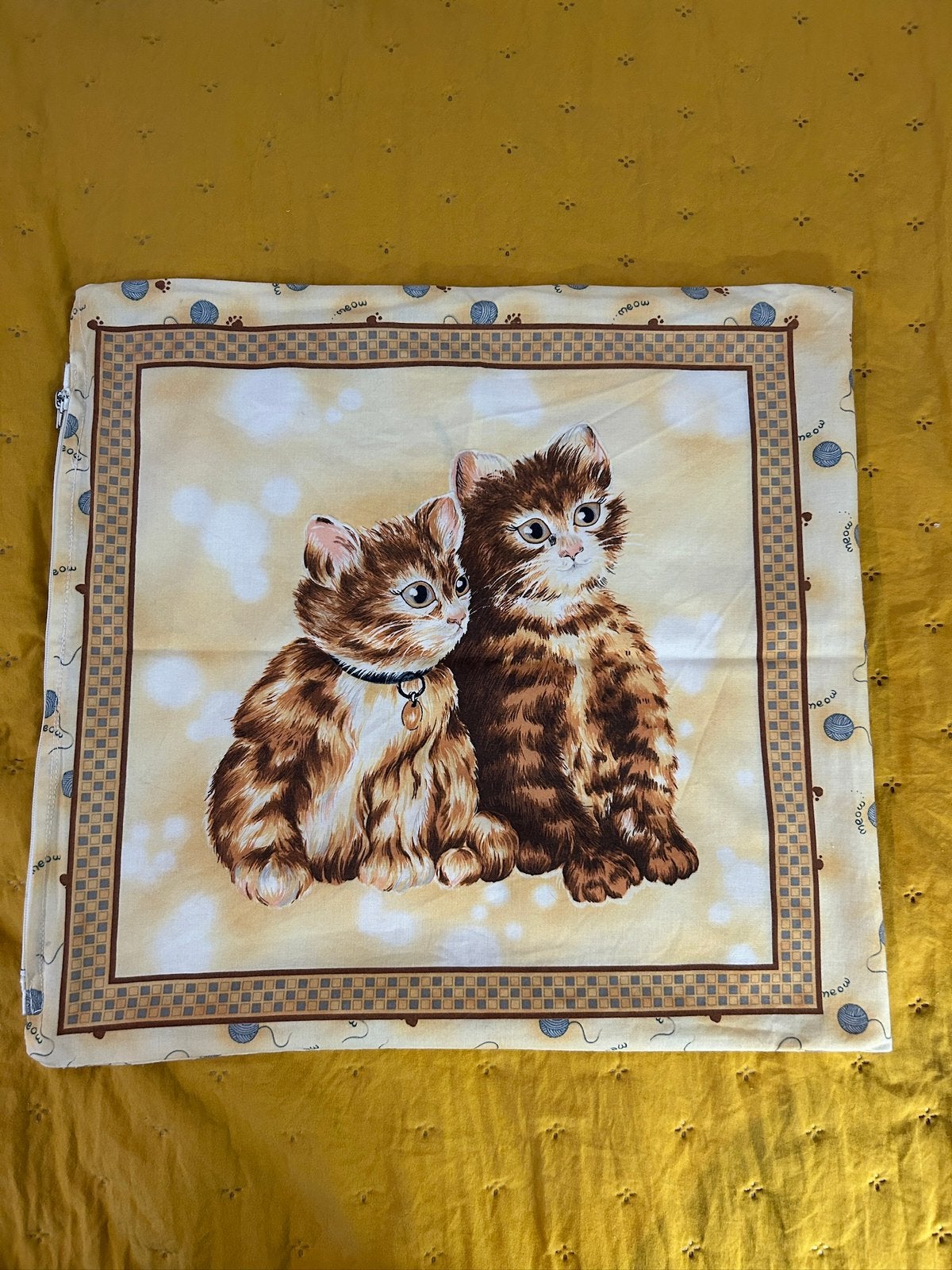 Vintage katten katoen/kussenhoes, Hobby en Vrije tijd, Overige kleuren, Ophalen of Verzenden, Zo goed als nieuw, 30 tot 120 cm