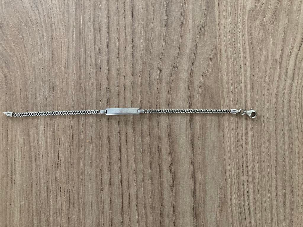 Zilveren armband met naamplaatje, Ophalen of Verzenden, Gebruikt, Zilver, Zilver