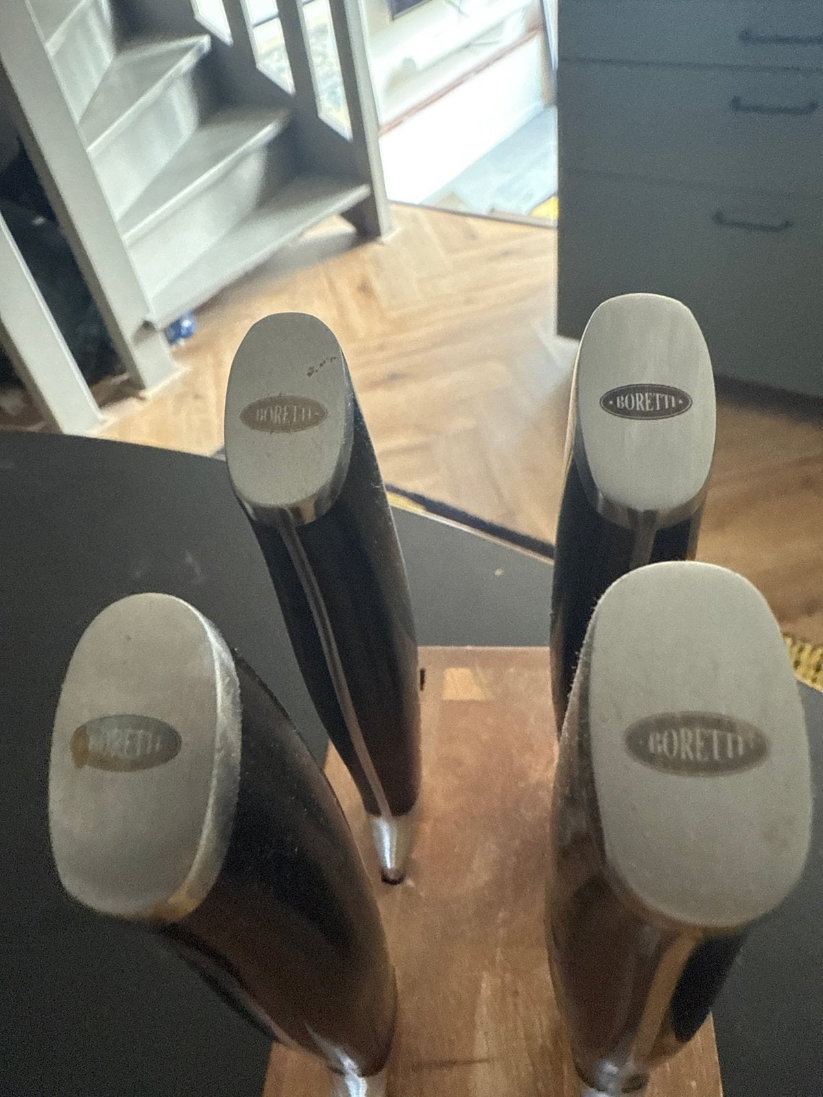 Boretti Messenset met Houten Blok - Zo goed als nieuw, Ophalen of Verzenden, Zo goed als nieuw, Overige merken, Rvs of Chroom