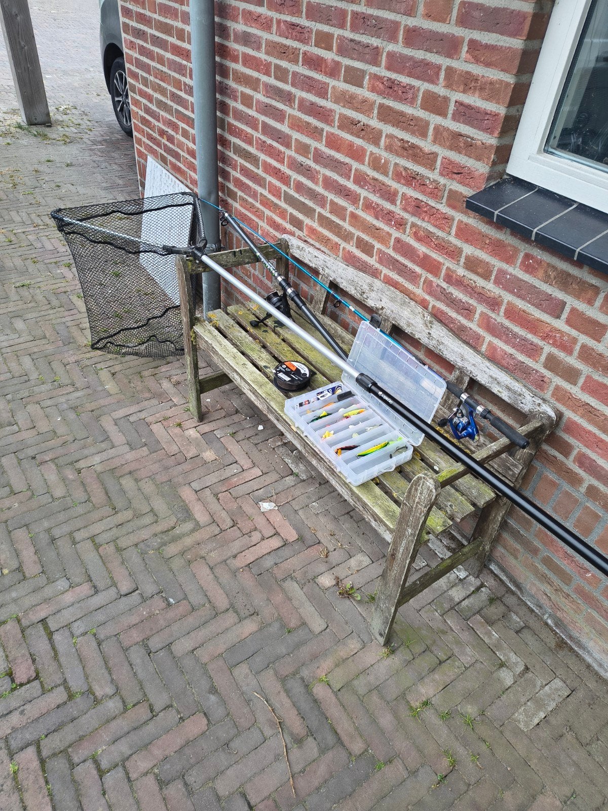 Complete visuitrusting: hengels, molens, net en kunstaas, Ophalen of Verzenden, Gebruikt